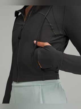 Lululemon Nulu Women’s Cropped Define Graphite Grey  Zip-Front Mesh Jacket 2